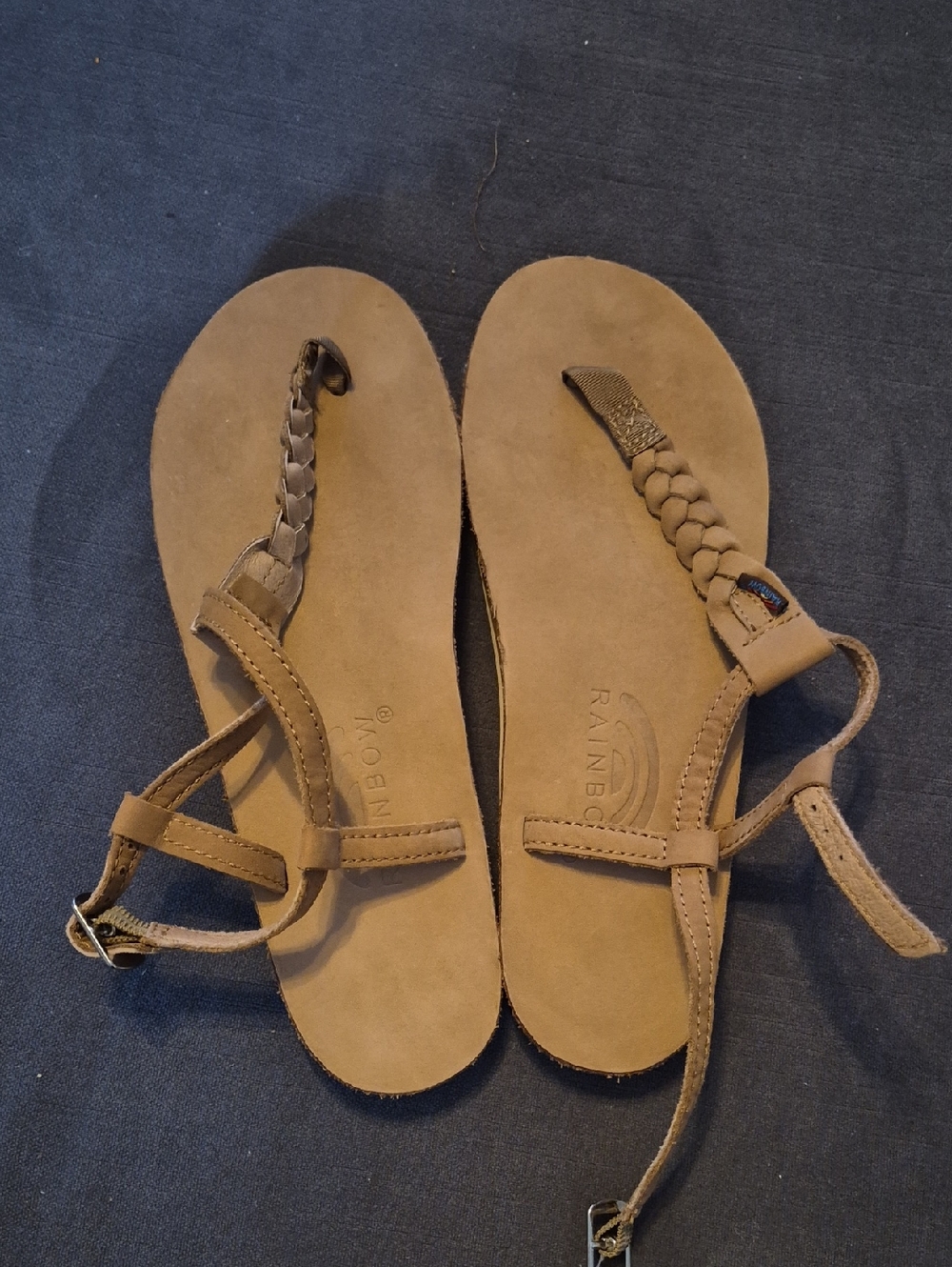 Rainbow Women’s Braided Tan Toe-Loop Sandals T-Street Leather